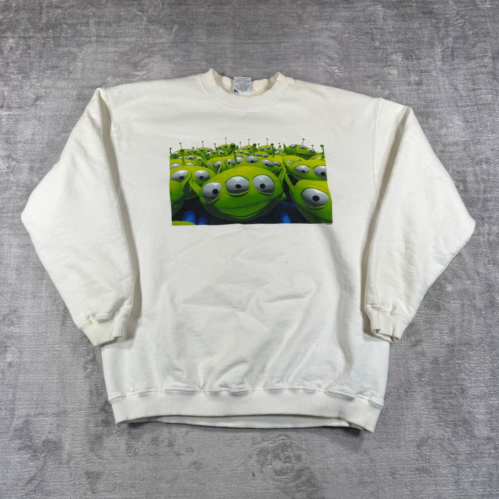 Toy Story Sweatshirt Mens XL White Vtg 1996 Disney Alien Movie Promo Crewneck